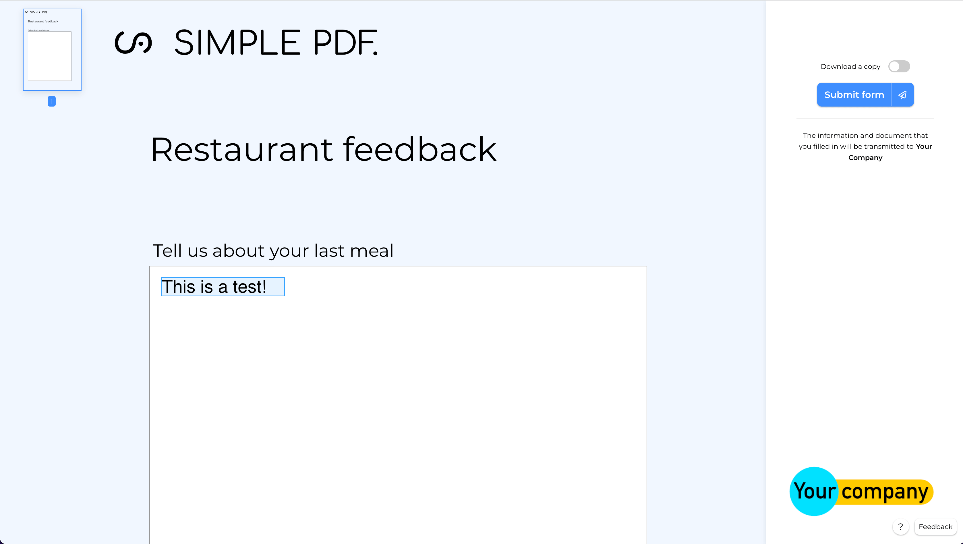 Testing the flow by submitting a form
